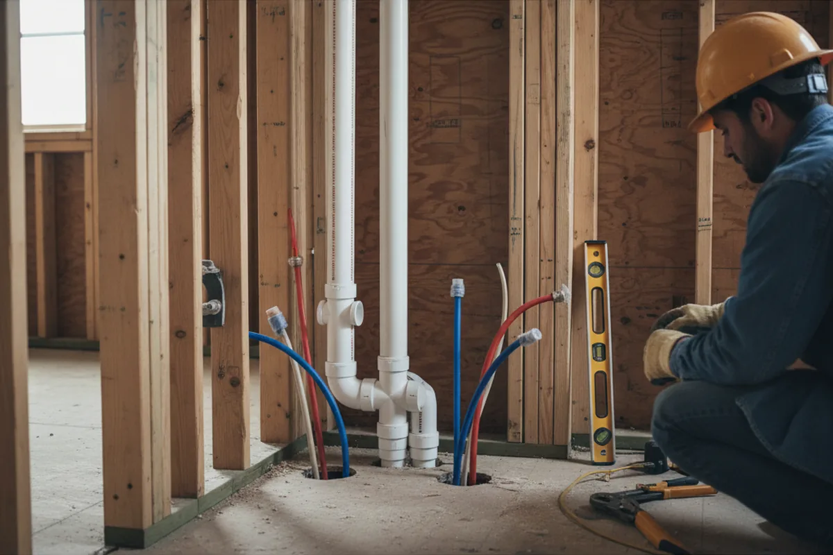 Drain and supply rough-in during Sump Pump Repair in Sandgap