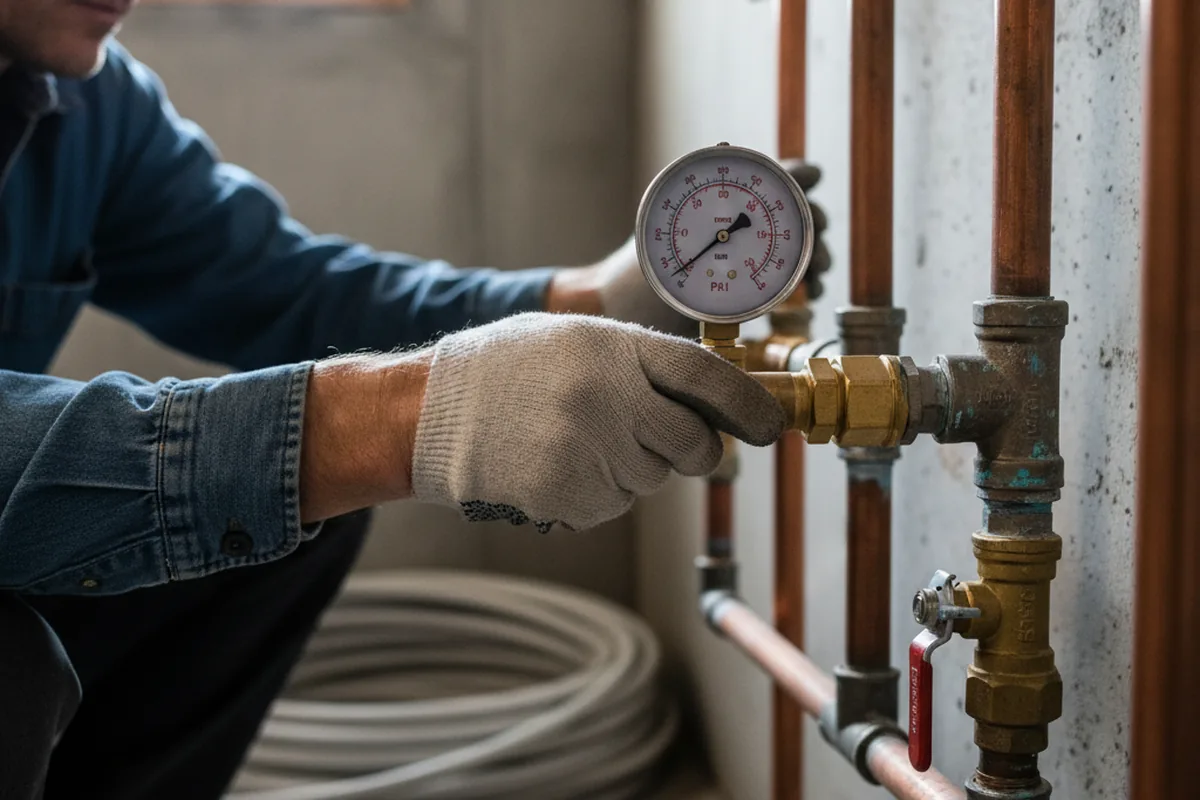 Pressure testing a repaired line during Water Line Repair in Sandgap